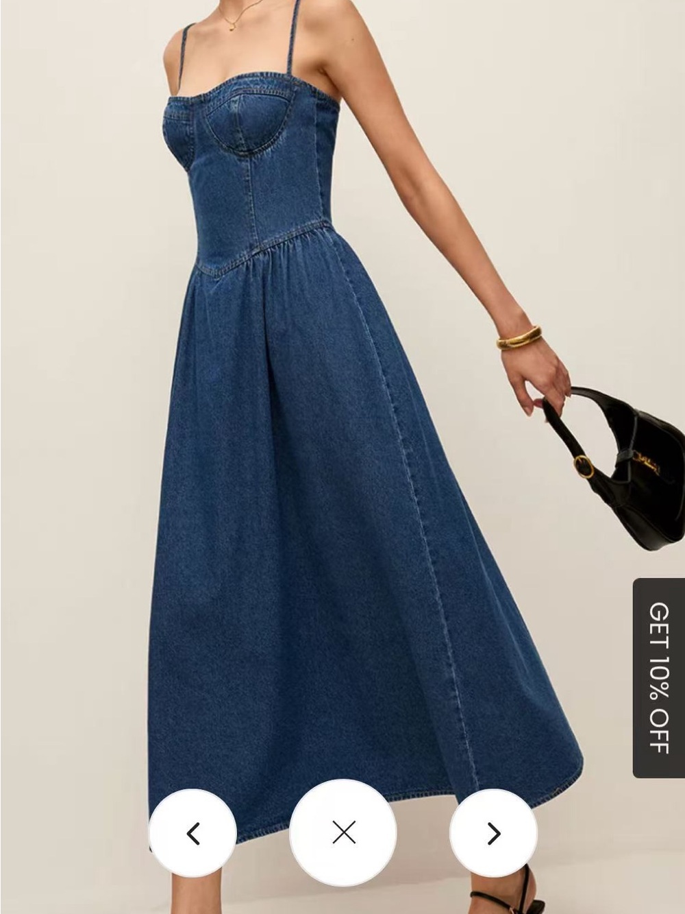 COMMENSE Sweetheart collar Denim Maxi Dress - Picture 4 of 11